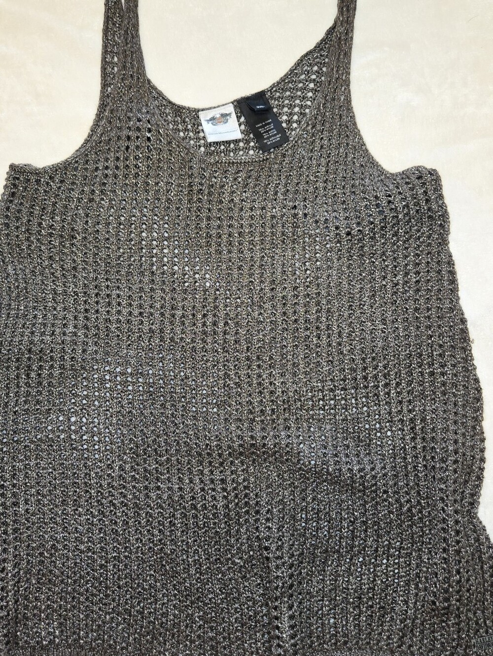Harley-Davidson Metallic Open-Knit Tank Top in Pewter